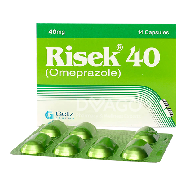Risek Capsules 40mg (1 Strip = 7 Capsules)
