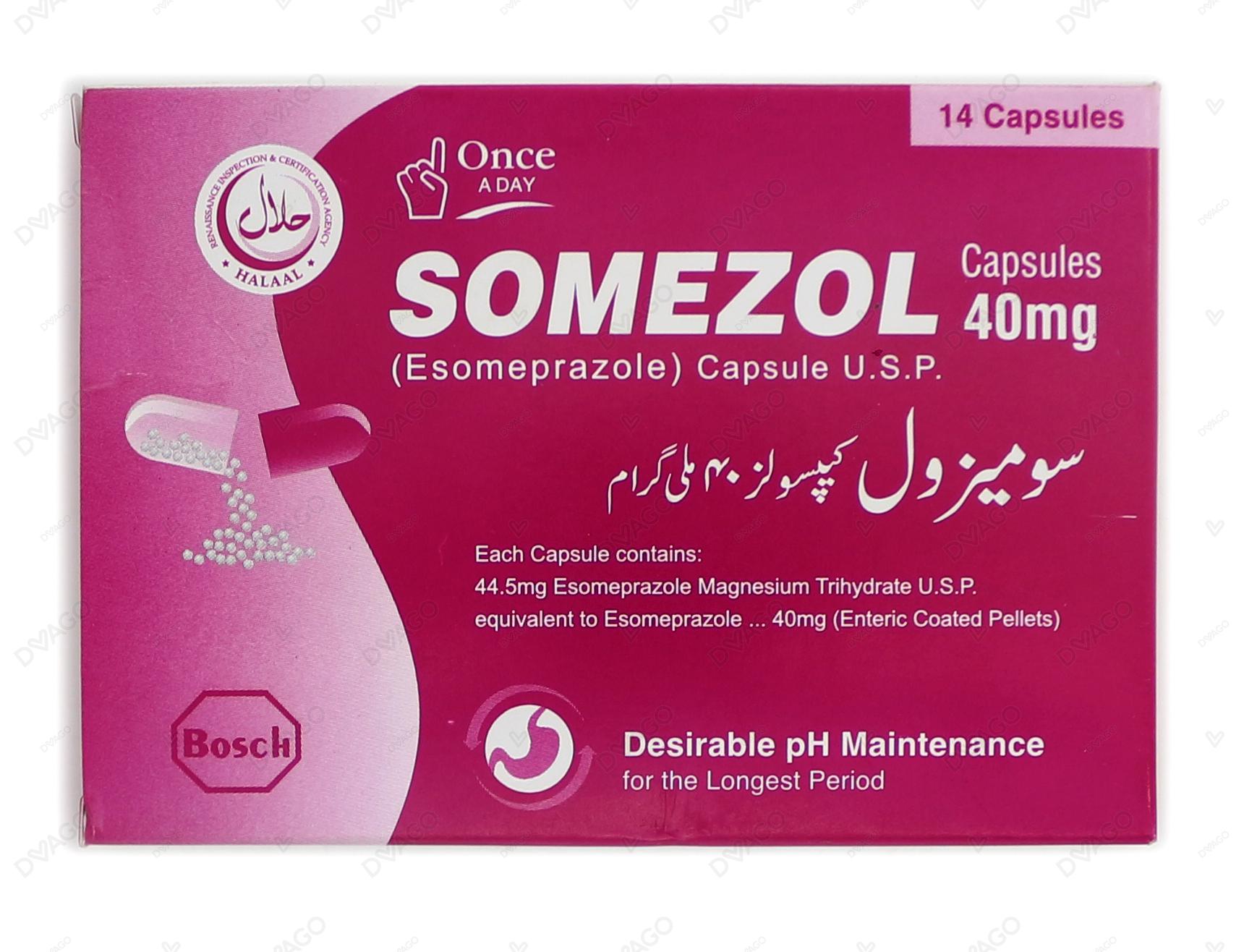 Somezol Capsules 40Mg (1 Box = 2 Strips) (1 Strip = 7 Capsules) 