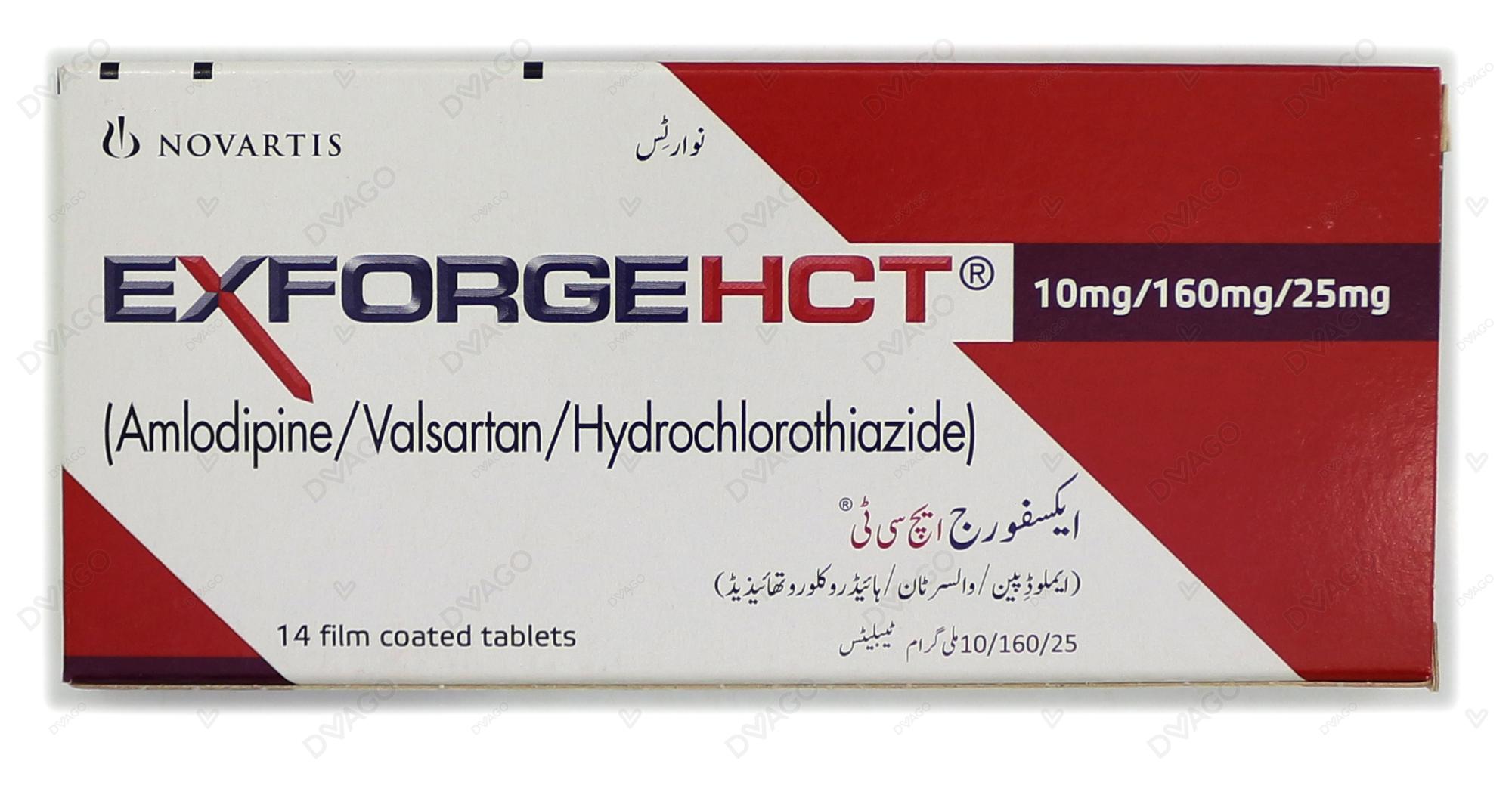 Exforge Hct Tablets 10/160/25Mg (1 Box = 2 Strips) (1 Strip = 7 Tablets)