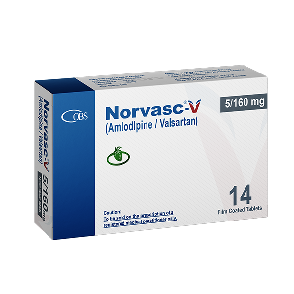 Norvasc-V Tablets 5/160mg (1 Box = 14 Tablets)