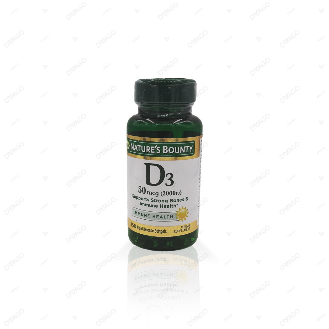 Natures Bounty D3 50Mcg Softgels 2000Iu (1 Bottle = 150 Capsules)