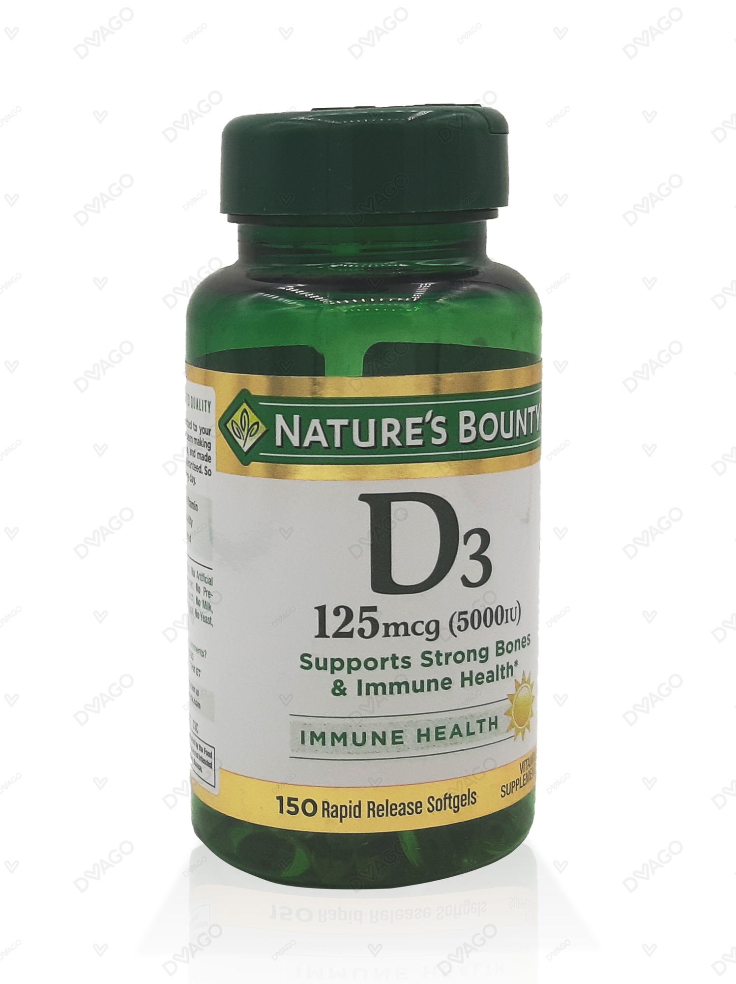 Natures Bounty Vitamin D3 Softgel Capsules 5000Iu (1 Bottle = 150 Capsules)