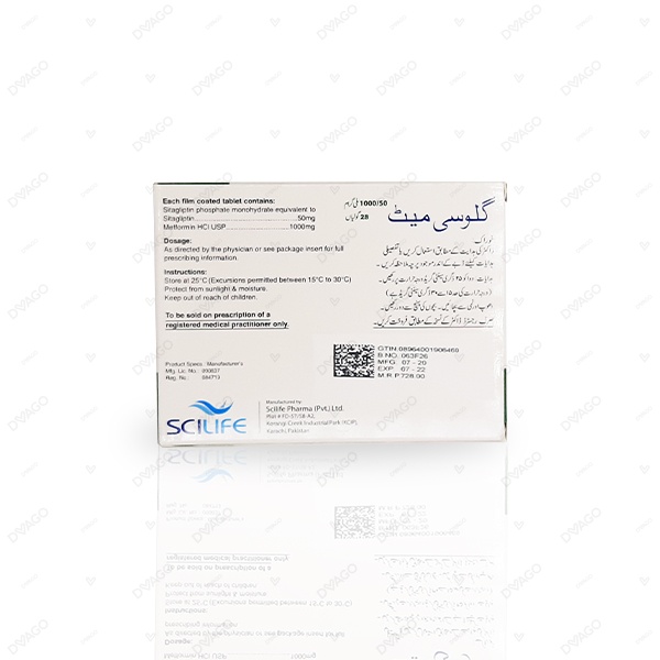 Glusimet Tablets 50Mg/1000Mg (1 Strip = 14 Tablets)