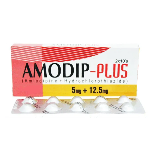 Amodip-Plus Tablets 5mg/12.5mg (1 Box = 2 Strips) (1 Strip = 10 Tablets)