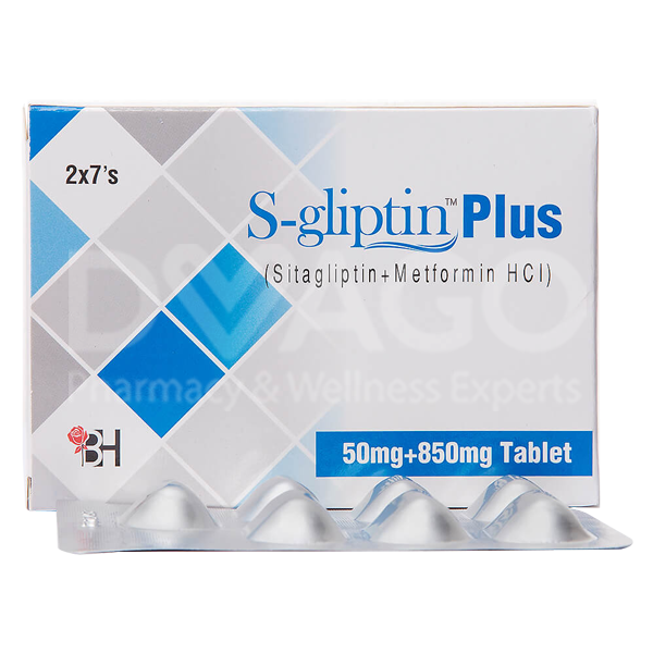 S-Gliptin Plus Tablets 50+850mg (1 Box = 2 Strips) (1 Strip = 7 Tablets)