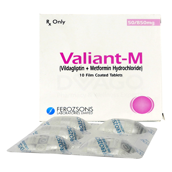 Valiant-M 50mg/850mg Tablets (1 Box = 10 Tablets)