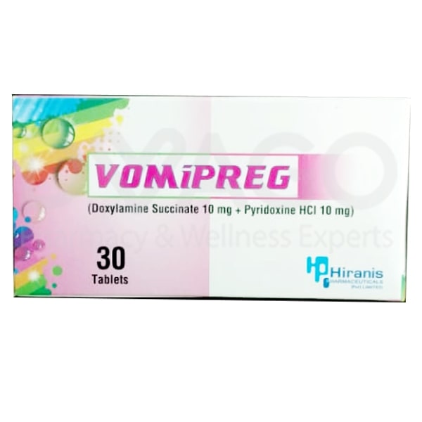 Vomipreg Tablets 10mg+10mg (1 Strip = 10 Tablets)