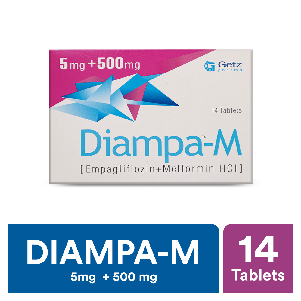 Diampa-M Tablets 5mg/500mg (1 Box = 2 Strips) (1 Strip = 7 Tablets)