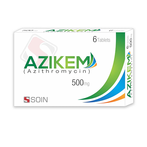 Azikem Tablets 500mg (1 Box = 1 Strip)(1 Strip = 6 Tablets)