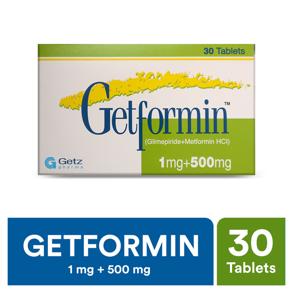 Getformin Tablets 1/500Mg (1 Strip = 10 Tablets)