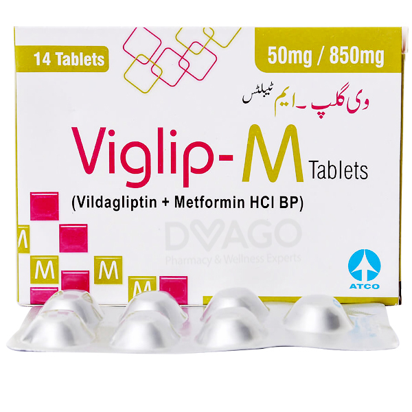 Viglip-M Tablets 50mg/850mg (1 Box = 2 Strips) (1 Strip = 7 Tablets)