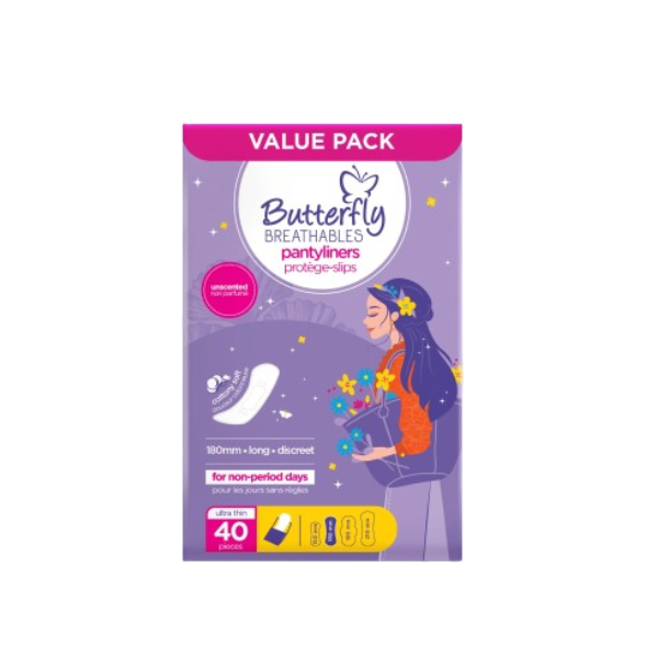Butterfly Breathables Ultra Thin Panty Liners Size Long 40Pcs