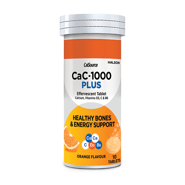 Cac-1000 Plus Effervescent Orange Flavor Tablets  (1 Bottle = 10 Tablets)
