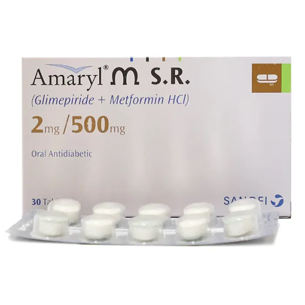 Amaryl M S.R. Tablets 1Mg/500Mg (1 Box = 3 Strips) (1 Strip = 10 Tablets)