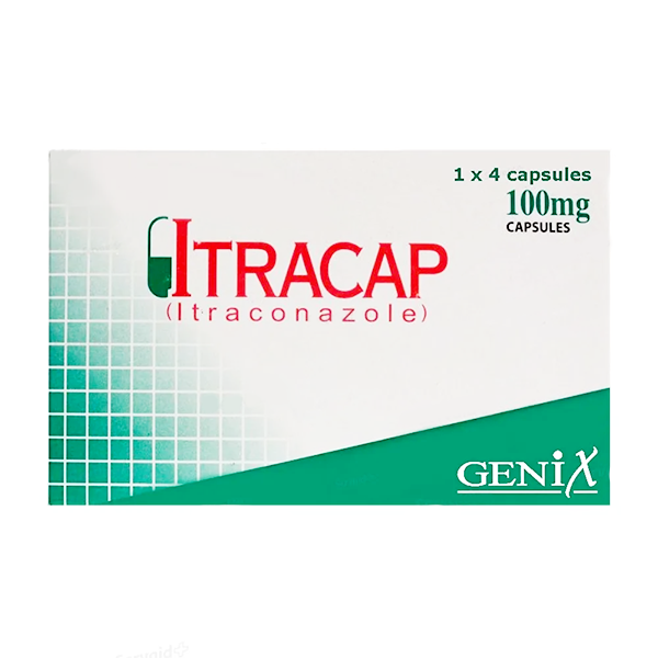 Itracap Capsules 100mg (1 Box = 1 Strip)(1 Strip = 4 Capsules)